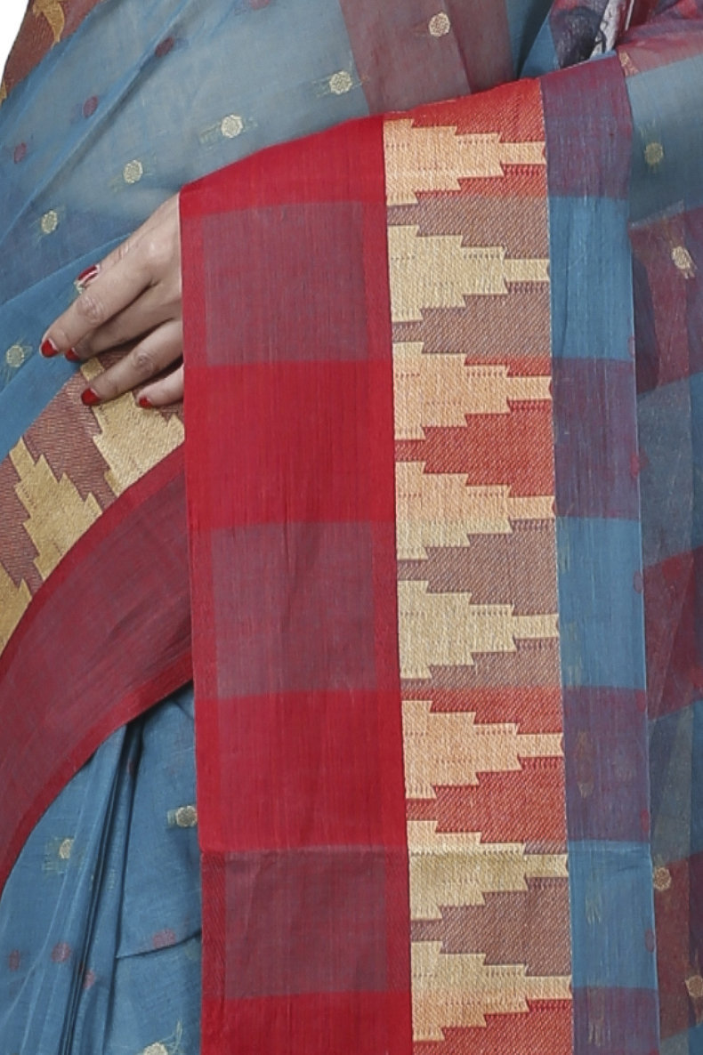 Bottel Green Pure Cotton Jamuna Tant Saree (1310)